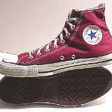Maroon High Top Chucks  Maroon high tops, inside patch and sole views.