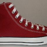 Maroon High Top Chucks  Outside view of a right maroon high top.