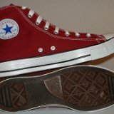 Maroon High Top Chucks  Inside patch and sole views of maroon high tops.