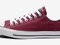 Maroon Low Cut Chucks  Outside view of a left maroon low top.