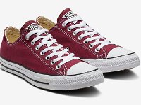 Maroon Low Cut Chucks  Angled side view of maroon low tops.