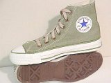 Miscellaneous Green HIgh Top Chucks  Olive high tops, with brown laces, side and sole views.