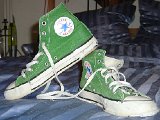 Miscellaneous Green HIgh Top Chucks  Inside patch and angled side views of pea green high top chucks.