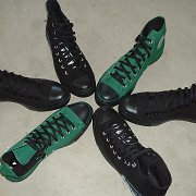 Monochrome Black Chucks  Wheel view of new monochrome high top styles, including the traditional black, green and black goth, and stencil black.