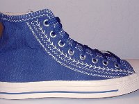Multicultural High Top Chucks  Outside view of a right blueberry multicultural high top.