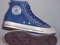 Multicultural High Top Chucks  Outer sole and inside patch views of blueberry multicultural high tops.