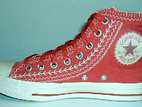 Multicultural High Top Chucks  Inside patch view of a right hibiscus multicultural high top.