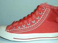 Multicultural High Top Chucks  Outside view of a left hibiscus multicultural high top.