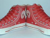 Multicultural High Top Chucks  Angled front view of hibiscus multicultural high tops.