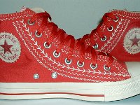 Multicultural High Top Chucks  Inside patch views of hibiscus multicultural high tops.