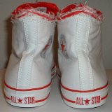 Multilayer High Top Chucks  Rear view of red and white multilayer high tops.