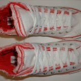 Multilayer High Top Chucks  Top view of red and white multilayer high tops.