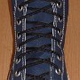 Narrow Round Shoelaces  Navy blue high top with narrow black laces.