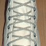 Narrow Round Shoelaces  Natural white high top with narrow tan laces.