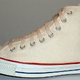 Natural White High Top Chucks  Outside view of a left natural white high top