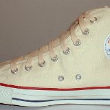 Natural White High Top Chucks  Inside patch view of a right natural white high top.
