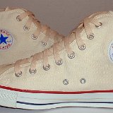 Natural White High Top Chucks  Inside patch views of natural white high tops.