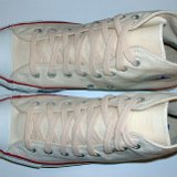 Natural White High Top Chucks  Top view of natural white high tops.