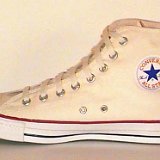 Natural (Unbleached) White High Top Chucks  Inside patch view of a right natural white high top.