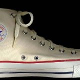 Natural (Unbleached) White High Top Chucks  Inside patch view of a left natural white high top.