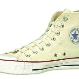 Natural (Unbleached) White High Tops  Catalog photo of a right natural white high top, angled patch view.