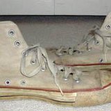 Natural (Unbleached) White High Top Chucks  Inside patch views of worn and dirty natural white high tops.