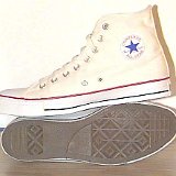 Natural (Unbleached) White High Top Chucks  Natural white high tops, side and sole views