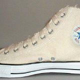 Natural (Unbleached) White High Top Chucks  Inside patch view of a right graphic star high top.