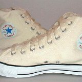 Natural (Unbleached) White High Top Chucks  Inside patch views of graphic star high top chucks.