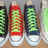 Classic Neon Shoelaces  Core color high tops with neon lime laces.