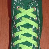 Classic Neon Shoelaces  Celtic green high top with neon lime laces.