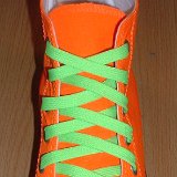 Classic Neon Shoelaces  Neon orange high top with neon lime laces.
