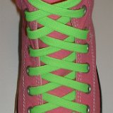 Classic Neon Shoelaces  Pink high top with neon green shoelaces.
