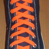 Classic Neon Shoelaces  Navy blue high top with neon orange laces.