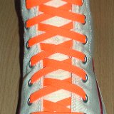 Classic Neon Shoelaces  Natural white high top with neon orange laces.