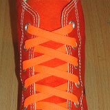 Classic Neon Shoelaces  Orange high top with neon orange laces.