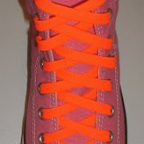 Classic Neon Shoelaces  Pink high top with neon orange shoelaces.