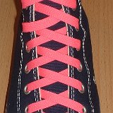 Classic Neon Shoelaces  Navy blue high top with neon pink laces.