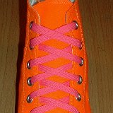 Classic Neon Shoelaces  Neon orange high top with neon pink laces.