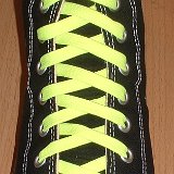 Classic Neon Shoelaces  Black high top with neon yellow laces.