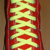Classic Neon Shoelaces  Red high top with neon yellow laces.