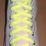 Classic Neon Shoelaces  Natural white high top with neon yellow laces.
