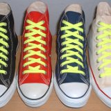 Classic Neon Shoelaces  Core color high tops with neon yellow laces.