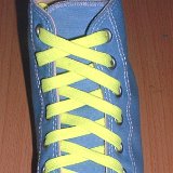 Classic Neon Shoelaces  Carolina blue high top with neon yellow laces.