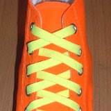 Classic Neon Shoelaces  Neon orange high top with neon yellow laces.