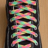 Classic Neon Shoelaces  Black high top with rainbow laces.