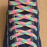 Classic Neon Shoelaces  Navy blue high top with rainbow laces.