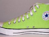 Neon Green High Top Chucks  Inside patch view of a right neon green high top.