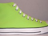 Neon Green High Top Chucks  Outside view of a right neon green high top.