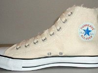 Off White Graphic Star High Top Chucks  Inside patch view of a right graphic star high top.